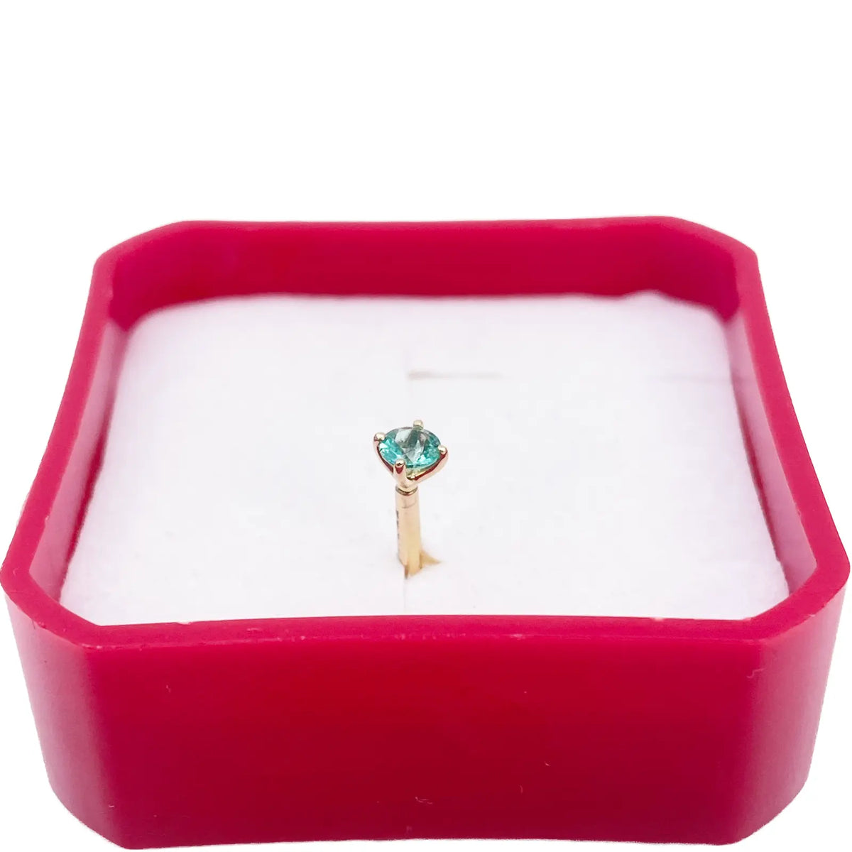 18ct Gold Natural Round Emerald 4-Claw Nose Stud Pin 0.10ct 2.9mm Width 