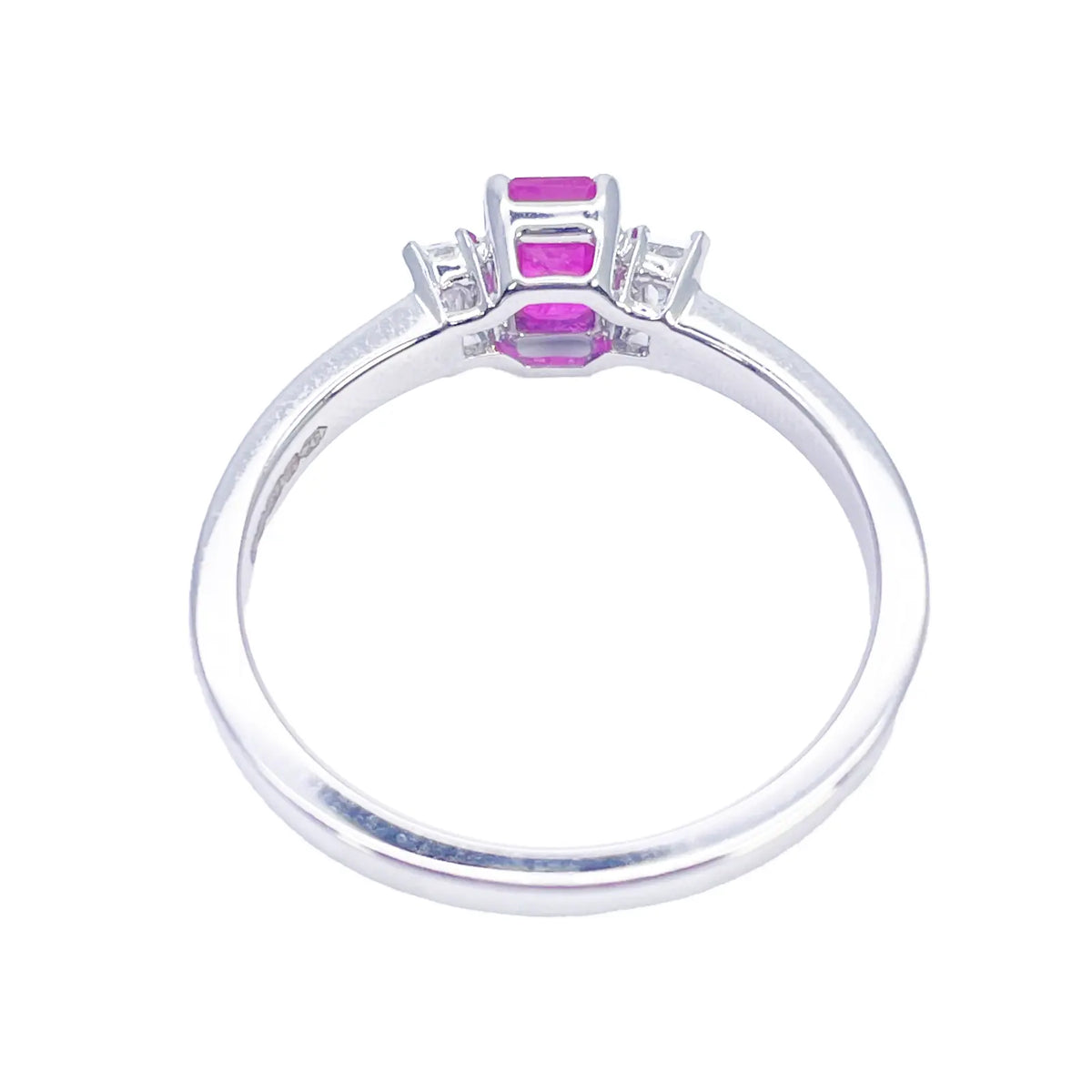 18ct Gold Ruby Diamond Ring Natural Baguette & Emerald Cut 0.85ct  Diamond Ring