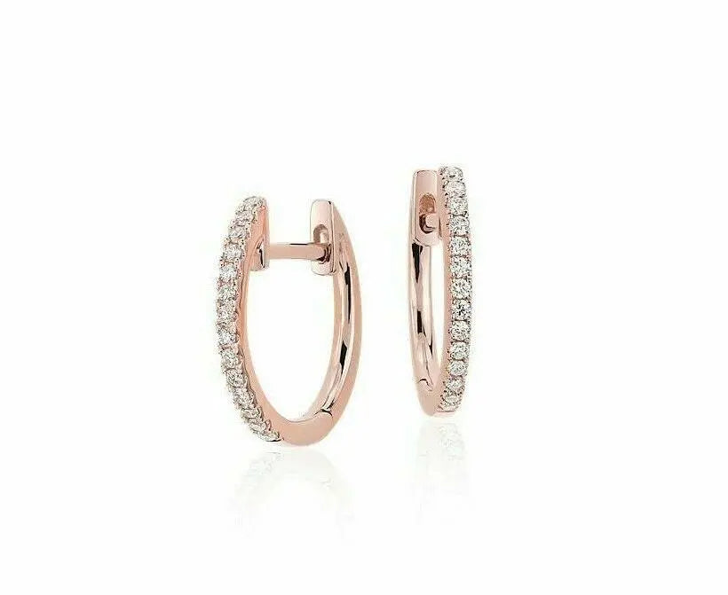 18ct Rose Gold Diamond Pair of Hoop Earrings 0.10ct 1.1mm wide  Diamond earring