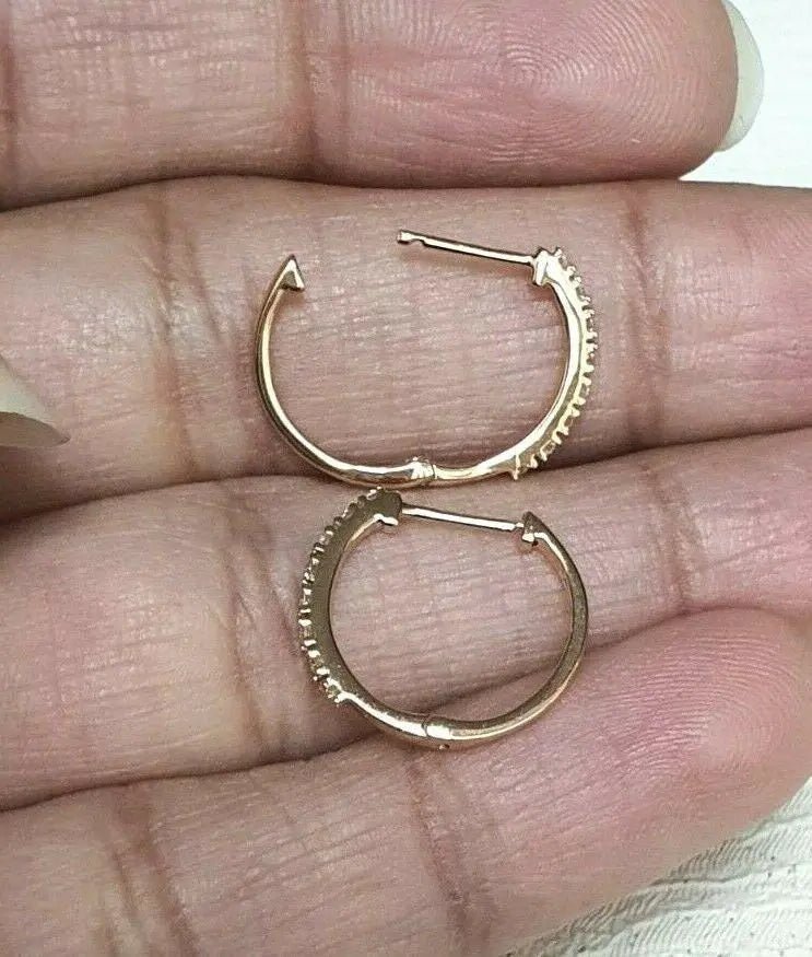 18ct Rose Gold Diamond Pair of Hoop Earrings 0.10ct 1.1mm wide  Diamond earring