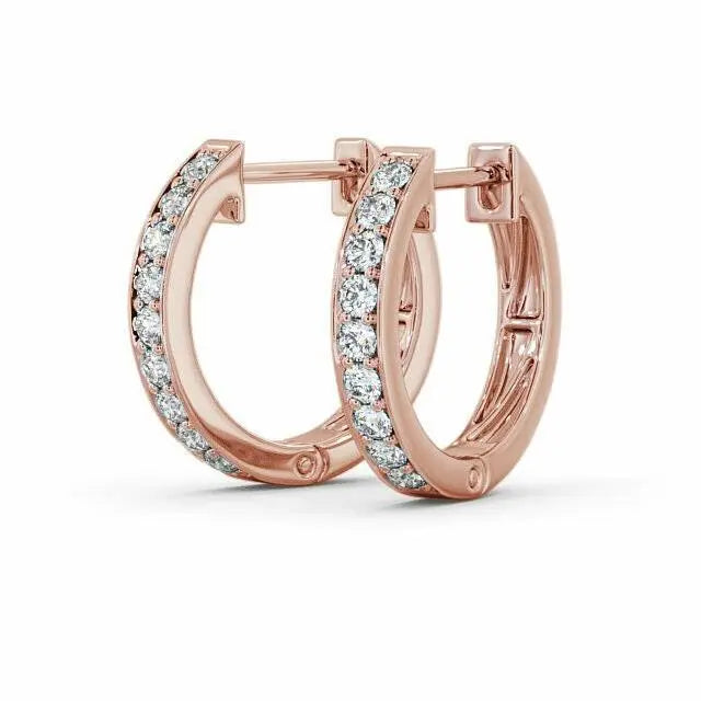 18ct Rose Gold Diamond Set Pair of Hoop Earrings 0.20ct 14mm wide  Diamond earring