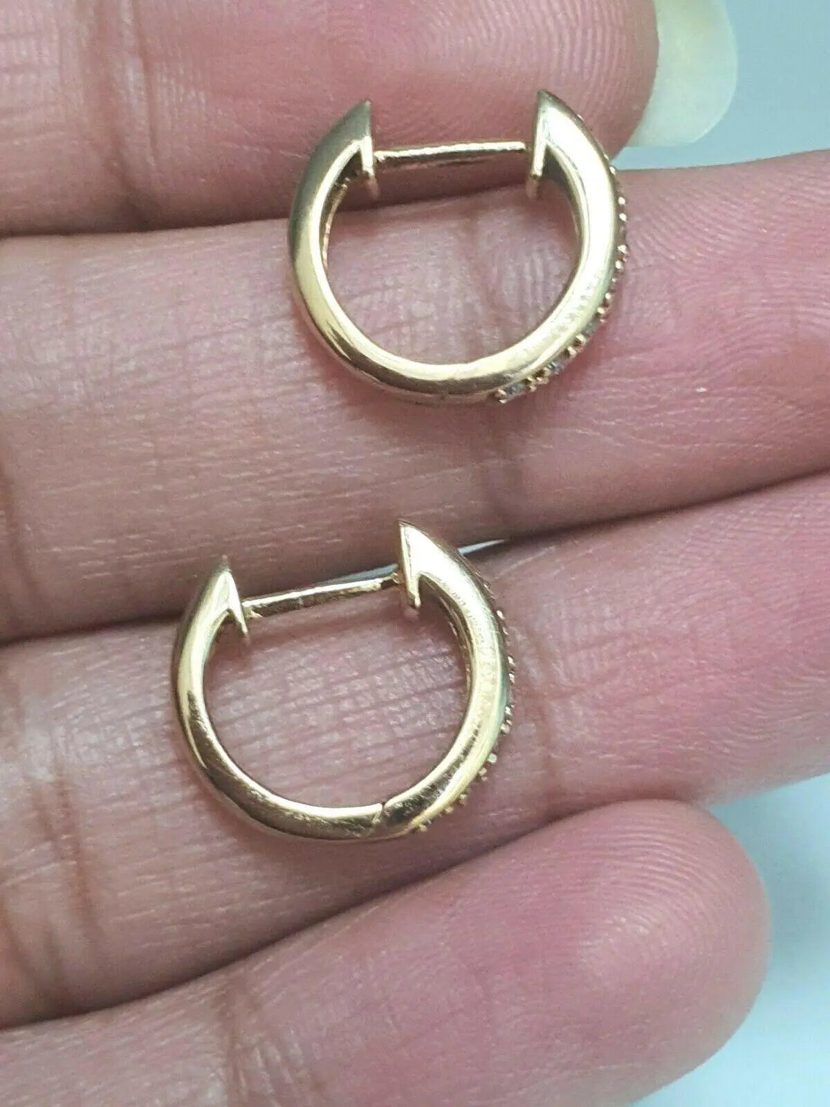 18ct Rose Gold Diamond Set Pair of Hoop Earrings 0.20ct 14mm wide  Diamond earring