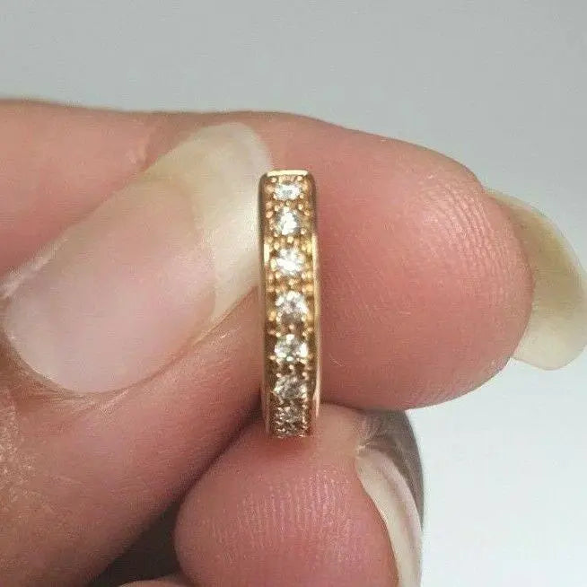 18ct Rose Gold Diamond Set Pair of Hoop Earrings 0.20ct 14mm wide  Diamond earring