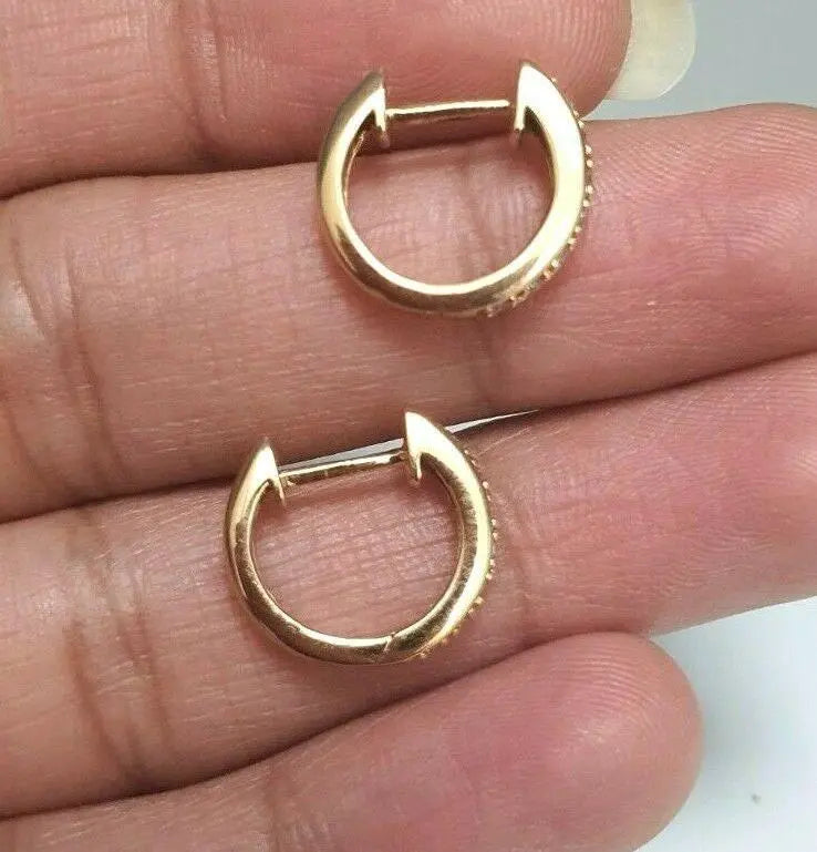 18ct Rose Gold Diamond Set Pair of Hoop Earrings 0.20ct 14mm wide  Diamond earring