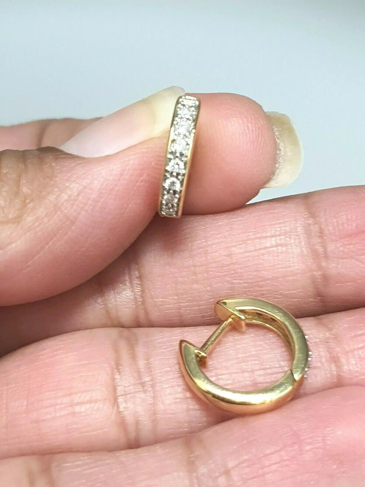 18ct Rose Gold Diamond Set Pair of Hoop Earrings 0.20ct 14mm wide  Diamond earring