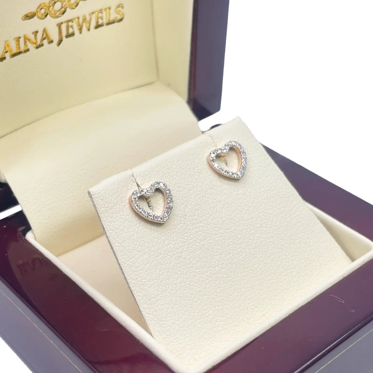 18ct Rose Gold Heart Natural Diamond Stud Earrings 0.12ct  Diamond earring