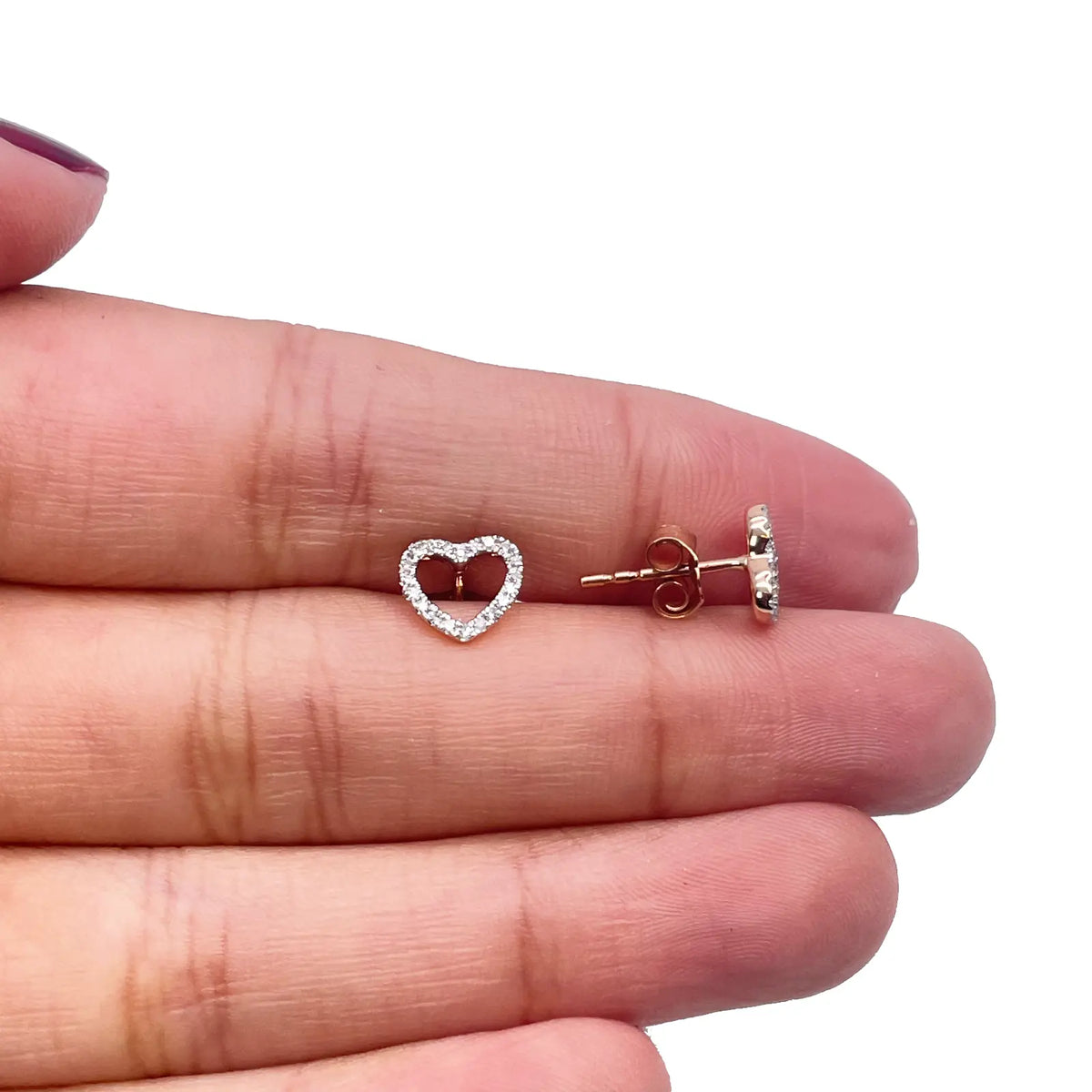 18ct Rose Gold Heart Natural Diamond Stud Earrings 0.12ct  Diamond earring