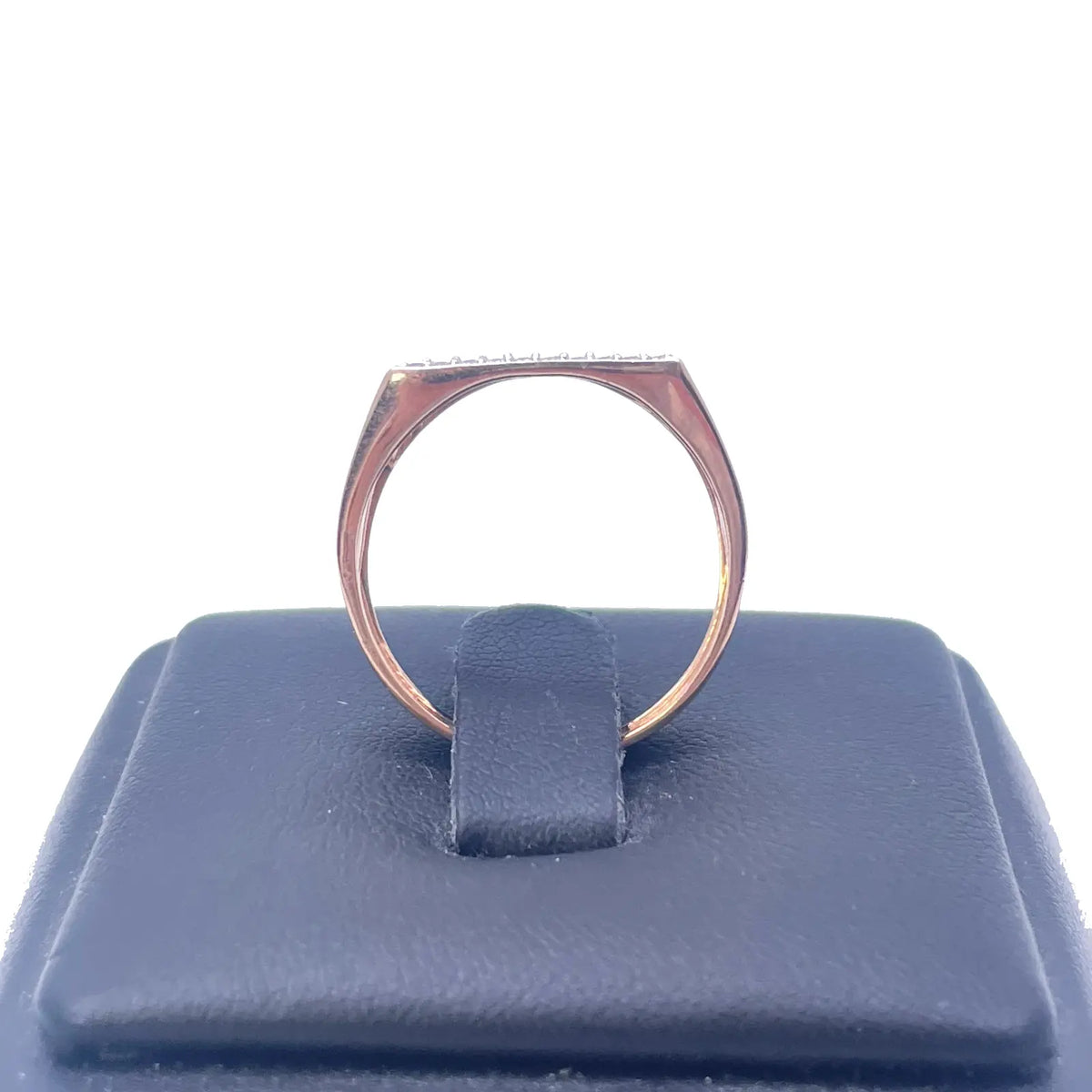 18ct Rose Gold High Polished Cubic Zirconia Men's Signet Ring 