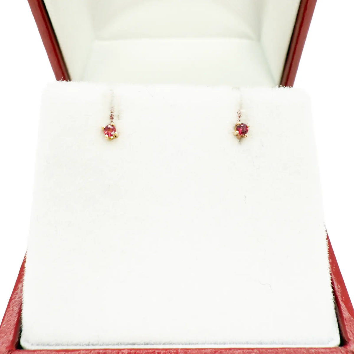 18ct Rose Gold Natural Round Ruby Kids Children's Stud Earrings 0.04ct 