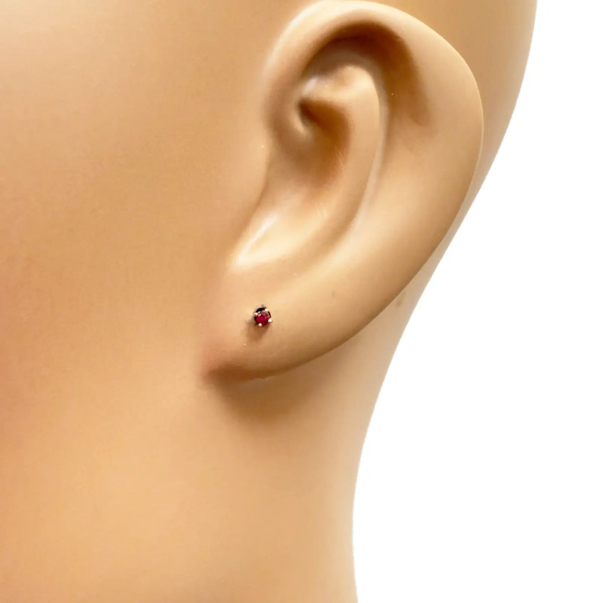 18ct Rose Gold Natural Round Ruby Kids Children's Stud Earrings 0.04ct 