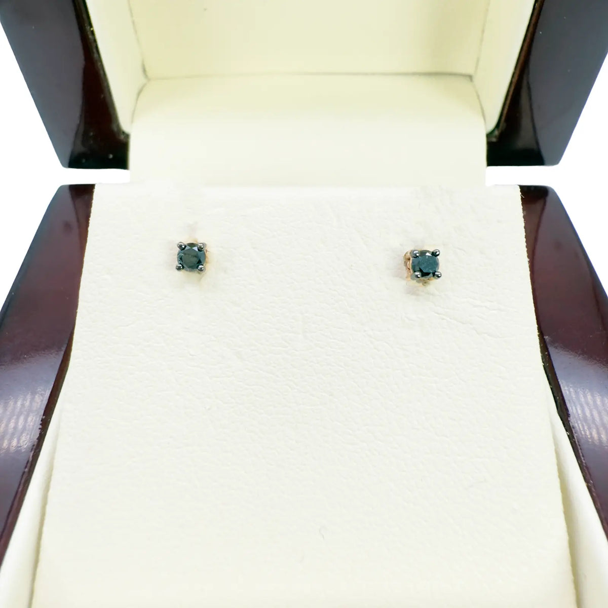 18ct Rose Gold Round Natural Black Diamond Kids Children's Stud Earrings 0.10ct 