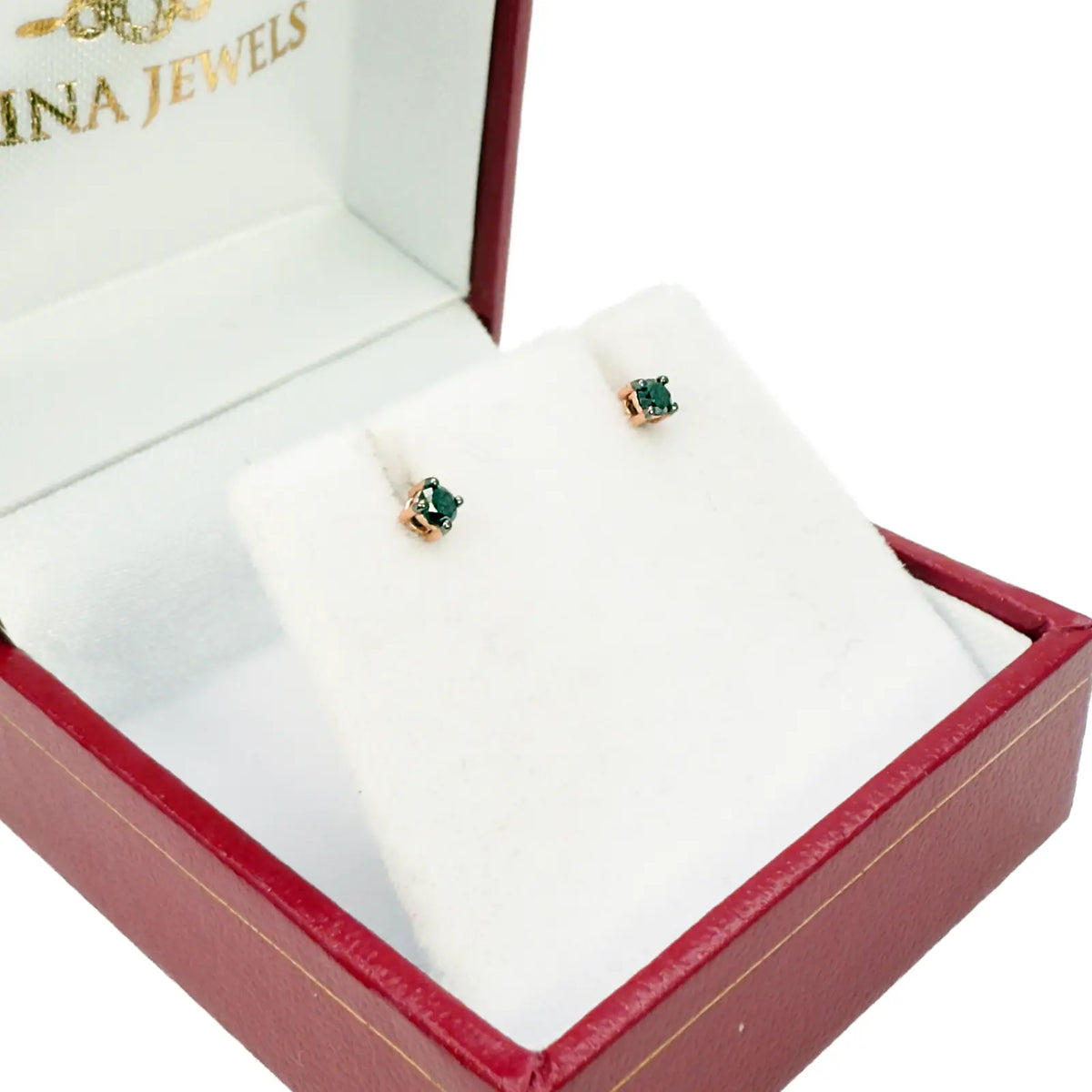 18ct Rose Gold Round Natural Black Diamond Kids Children's Stud Earrings 0.10ct 