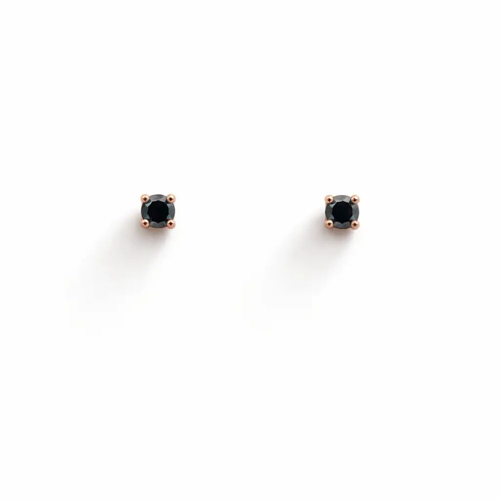 18ct Rose Gold Round Natural Black Diamond Kids Children's Stud Earrings 0.10ct  Children's diamond earring