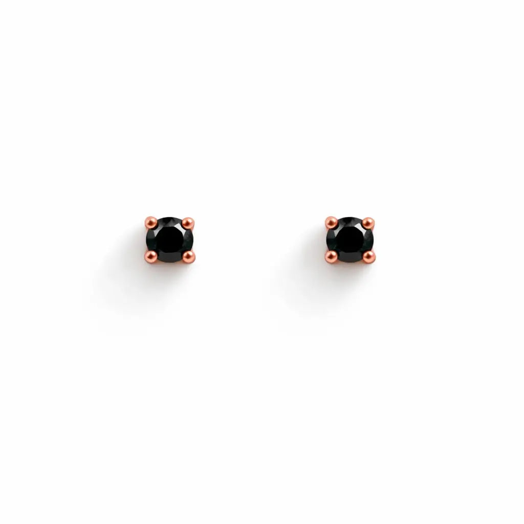 18ct Rose Gold Round Natural Black Diamond Kids Children's Stud Earrings 0.10ct  Children's diamond earring