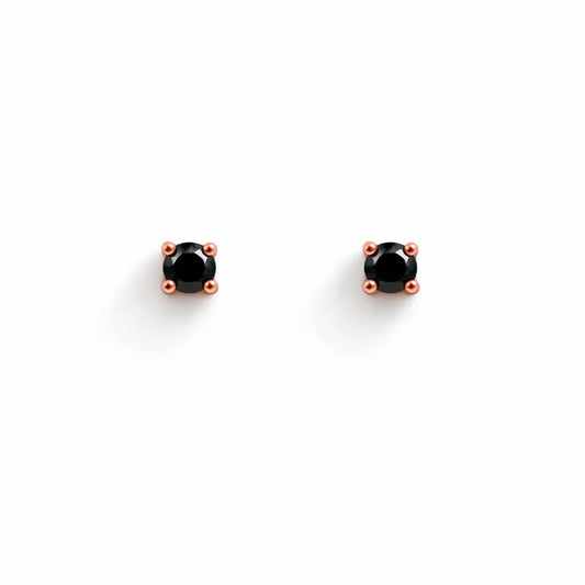 18ct Rose Gold Round Natural Black Diamond Kids Children's Stud Earrings 0.10ct  Children's diamond earring