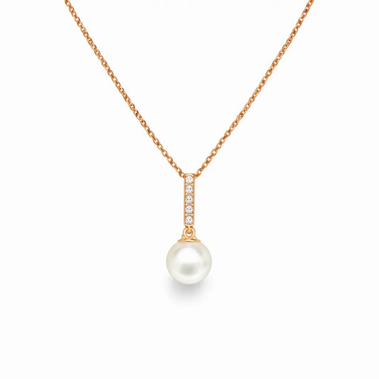 18ct Rose Gold South Sea Pearl & Diamonds Pendant Necklace 0.08cts  Gold Necklace