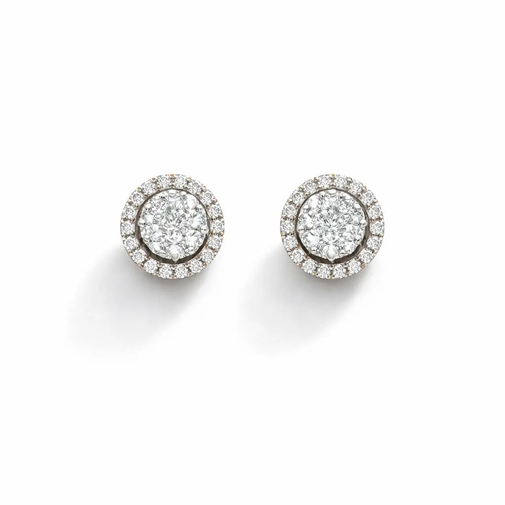 18ct Rose Gold & Diamond Halo Pair of Studs Earrings With 0.92ct Diamonds  Earring