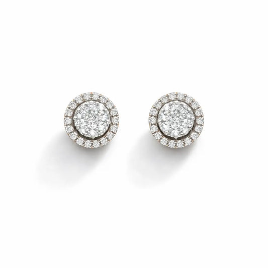 18ct Rose Gold & Diamond Halo Pair of Studs Earrings With 0.92ct Diamonds  Earring