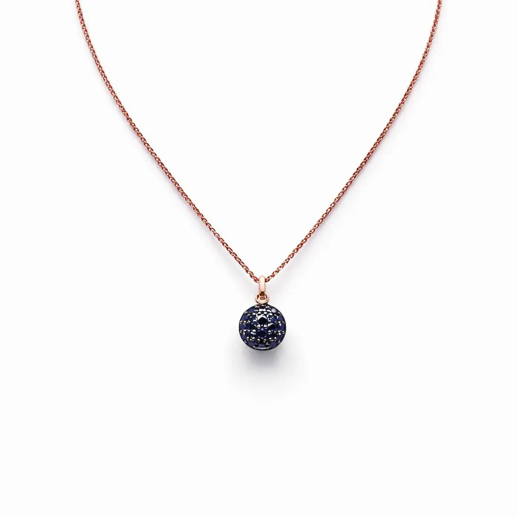 18ct Rose Gold & Natural Black Diamond Cluster Pendant 0.42cts with Chain  Diamond Necklace