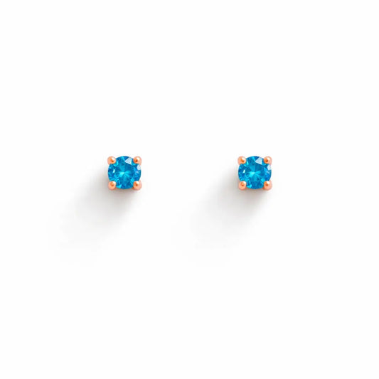 18ct Rose Gold & Natural Round 4-Claw Blue Diamond Children's Earrings 0.15ct  Children's diamond earring