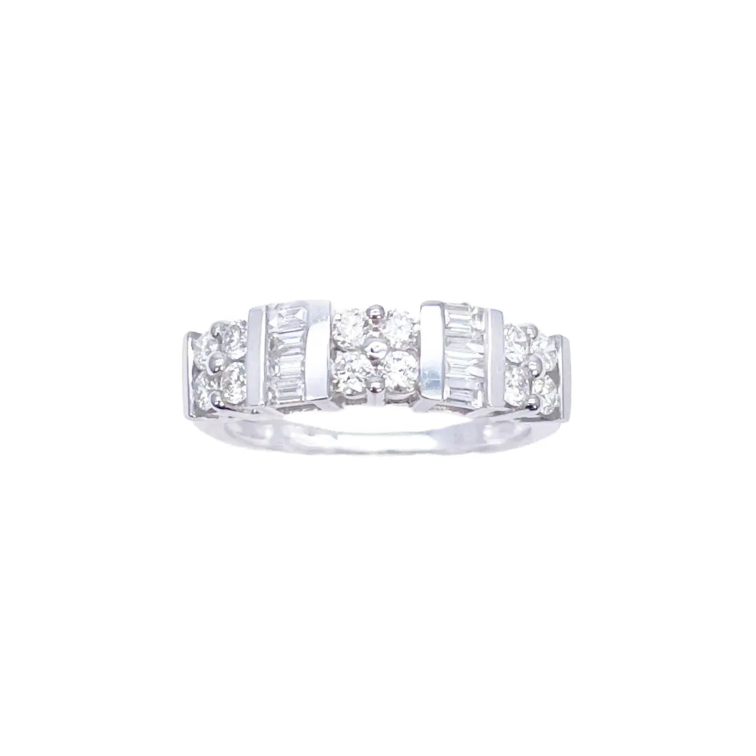 18ct Round & Baguette Natural Diamond Half Eternity Band 0.60ct  Diamond Ring