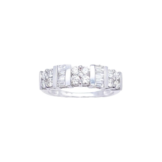 18ct Round & Baguette Natural Diamond Half Eternity Band 0.60ct  Diamond Ring