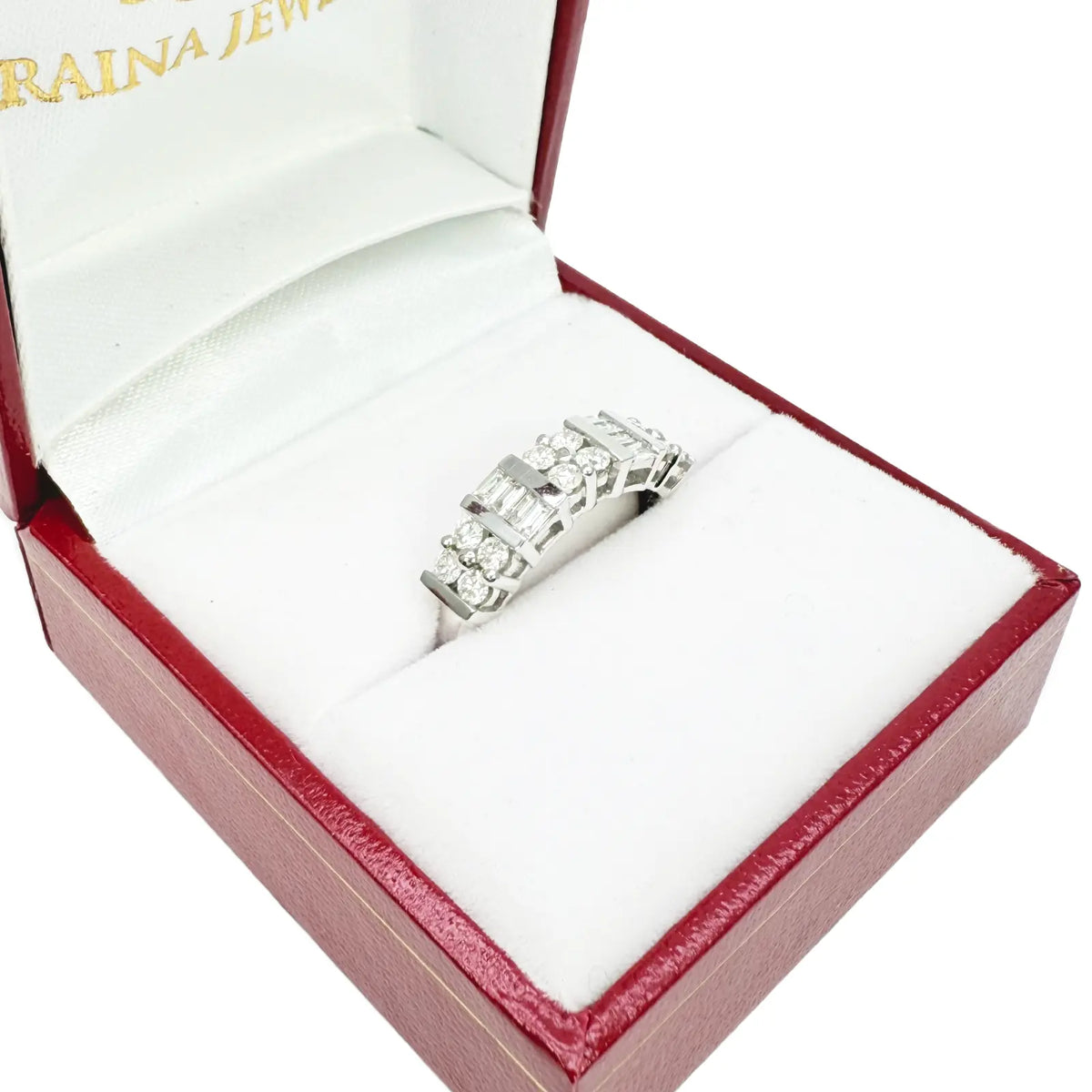 18ct Round & Baguette Natural Diamond Half Eternity Band 0.60ct  Diamond Ring