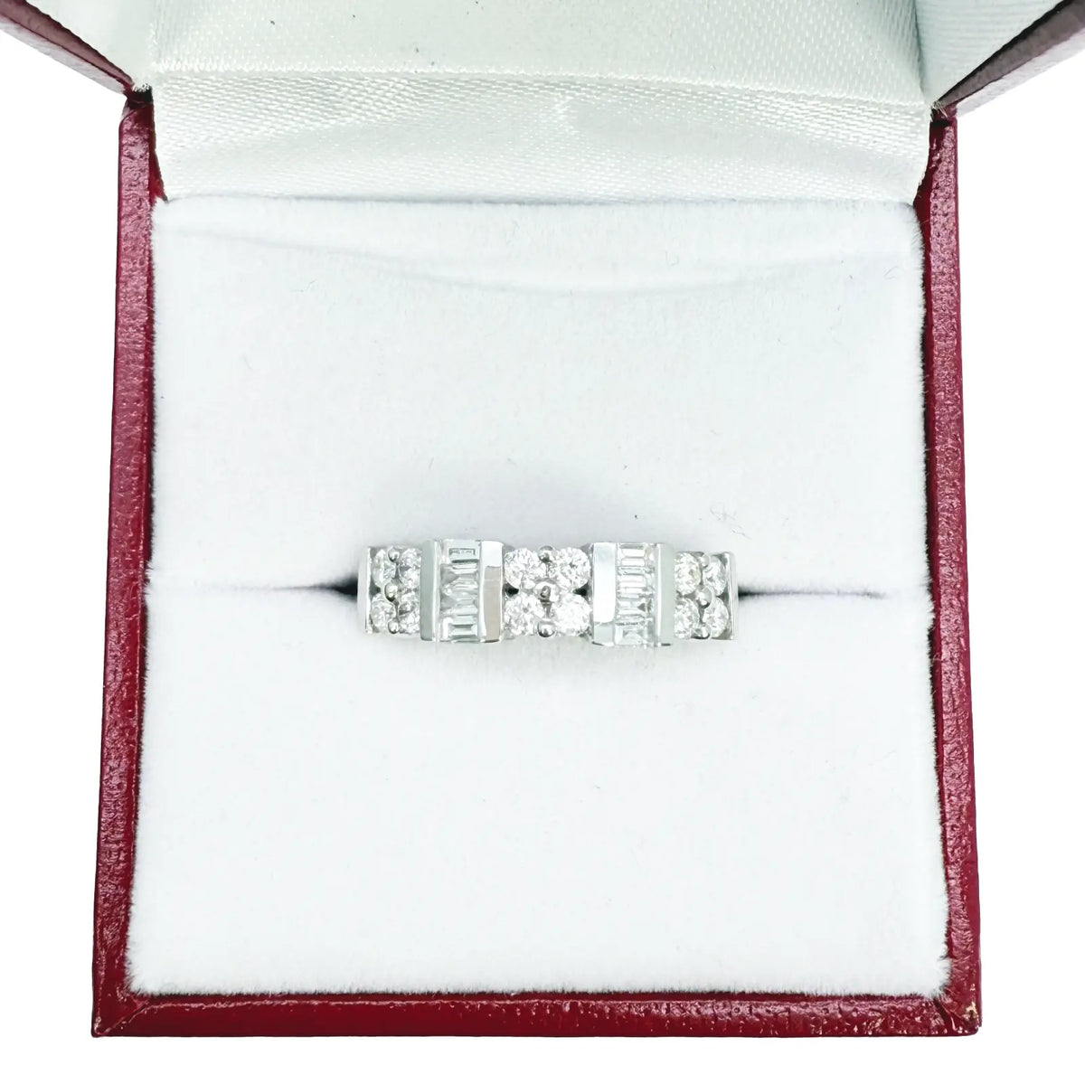 18ct Round & Baguette Natural Diamond Half Eternity Band 0.60ct  Diamond Ring
