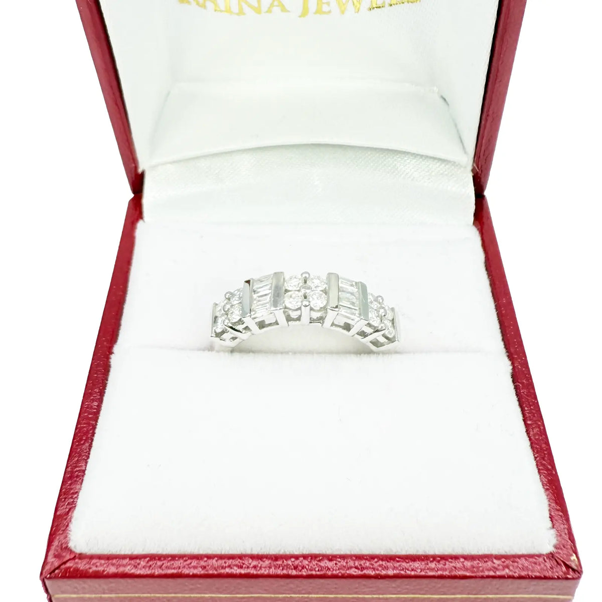 18ct Round & Baguette Natural Diamond Half Eternity Band 0.60ct  Diamond Ring