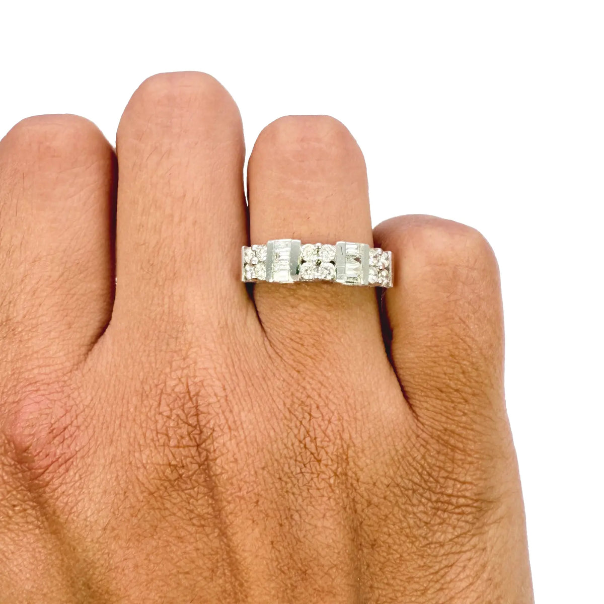 18ct Round & Baguette Natural Diamond Half Eternity Band 0.60ct  Diamond Ring