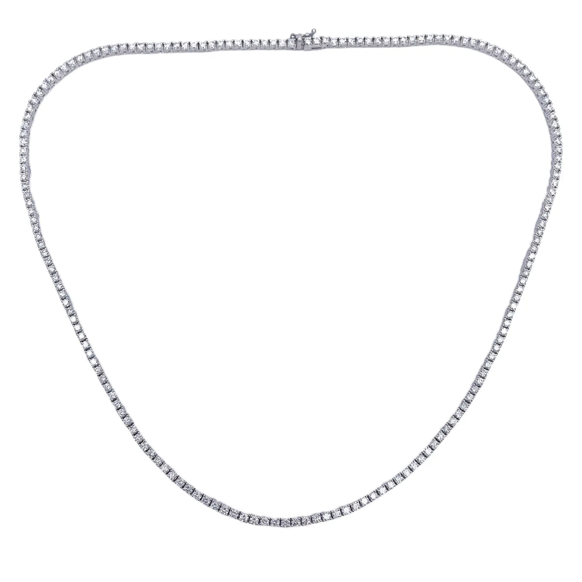 18ct White Gold 4-Claw Natural Diamond Tennis Necklace 6.00ct 17.5 Inches 