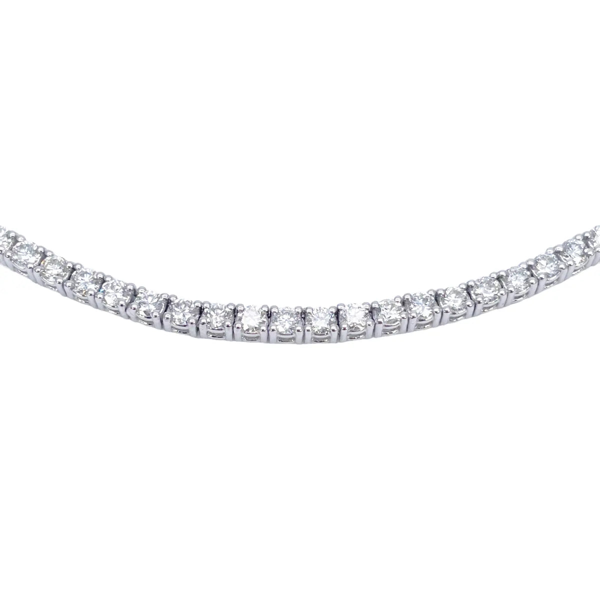 18ct White Gold 4-Claw Natural Diamond Tennis Necklace 6.00ct 17.5 Inches 
