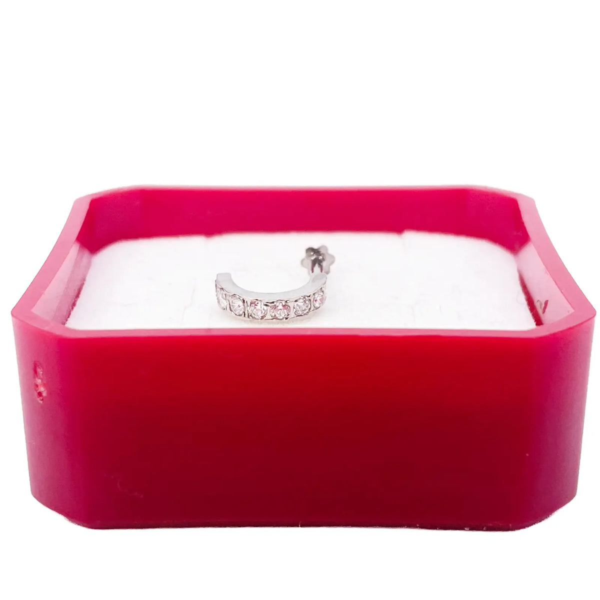 18ct White Gold Beautiful Small Half Hoop Nose Stud/Pin 8.7mm Length 