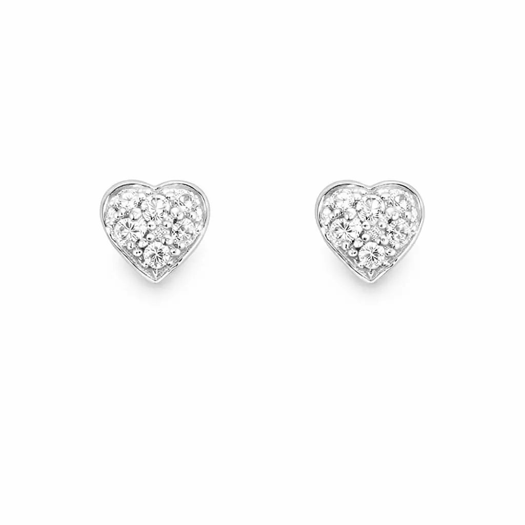 18ct White Gold Childrens Round Natural Diamond Heart Shape Stud Earrings 0.14ct  Children's diamond earring