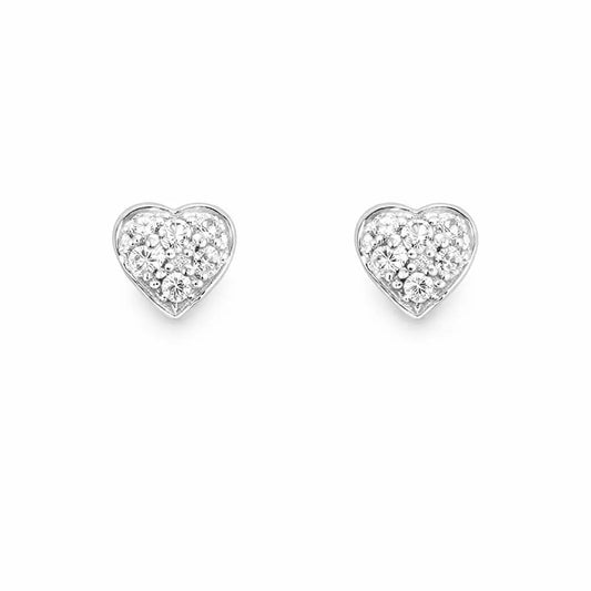 18ct White Gold Childrens Round Natural Diamond Heart Shape Stud Earrings 0.14ct  Children's diamond earring