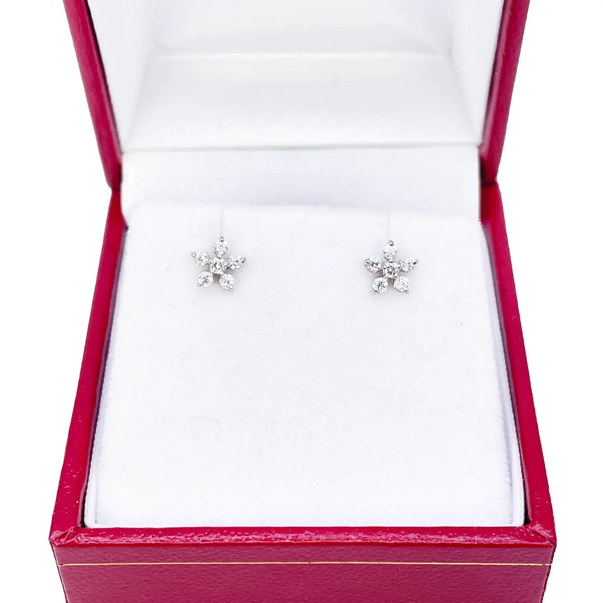 18ct White Gold Cubic Zirconia Tiny Floral Children's Earrings 5.5mm Width 