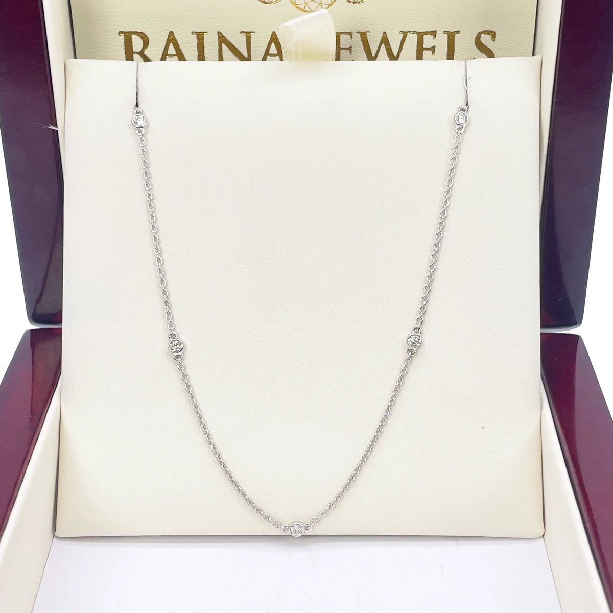 18ct White Gold Diamond Bezel By Yard Necklace 0.51ct 24''inches 