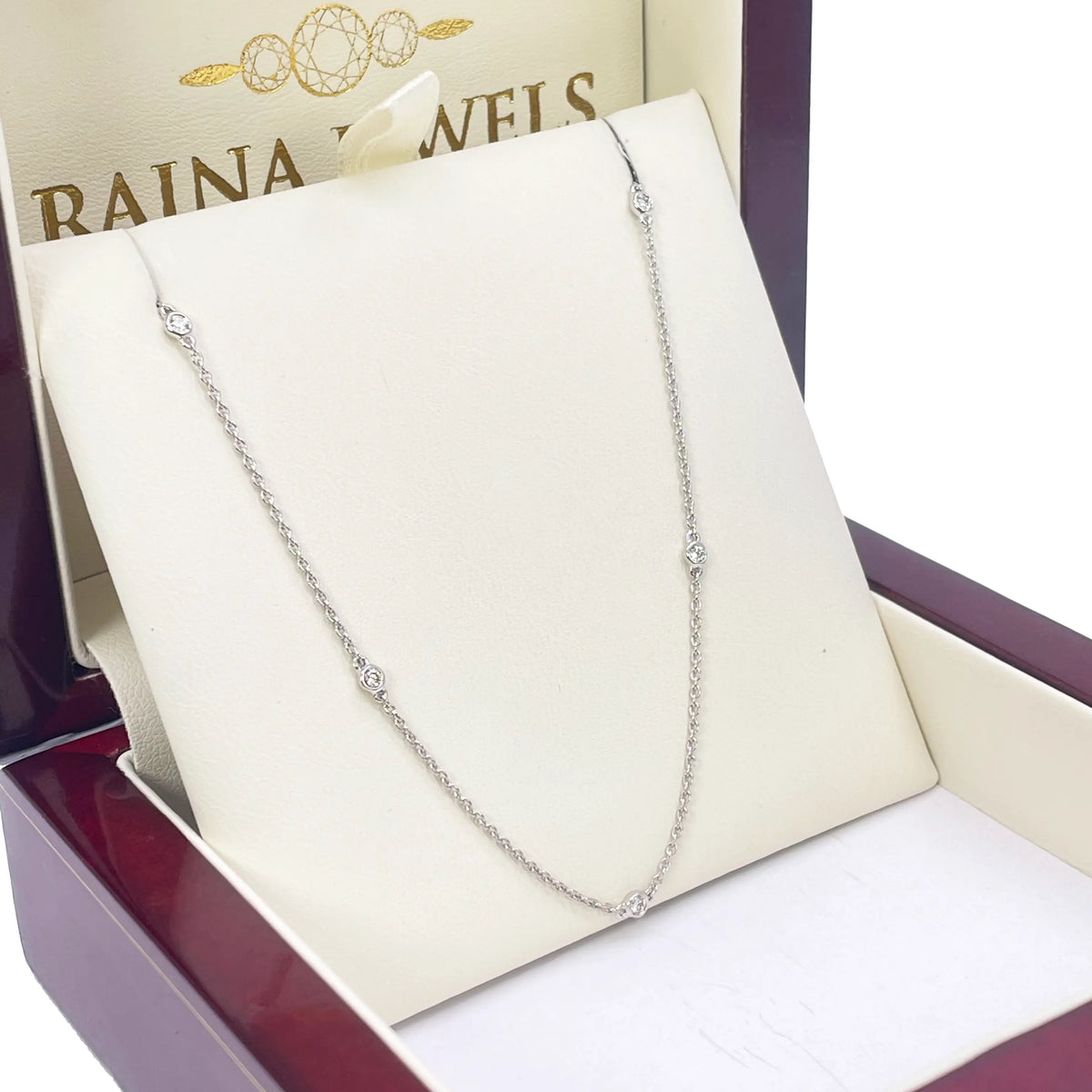 18ct White Gold Diamond Bezel By Yard Necklace 0.51ct 24''inches 