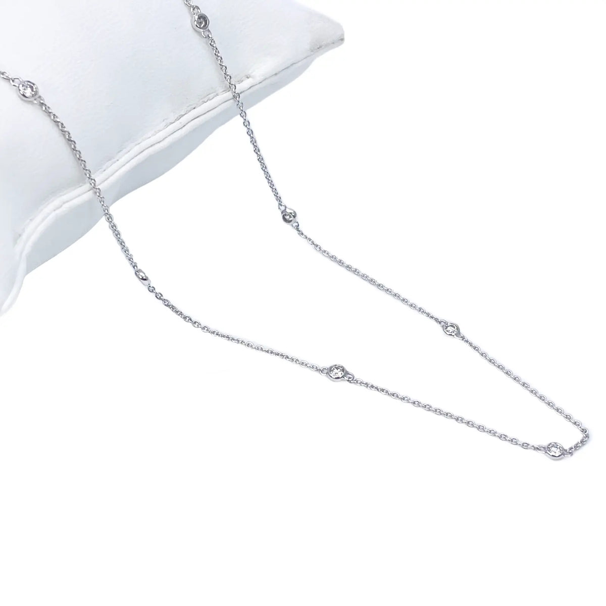 18ct White Gold Diamond Bezel By Yard Necklace 0.51ct 24''inches 