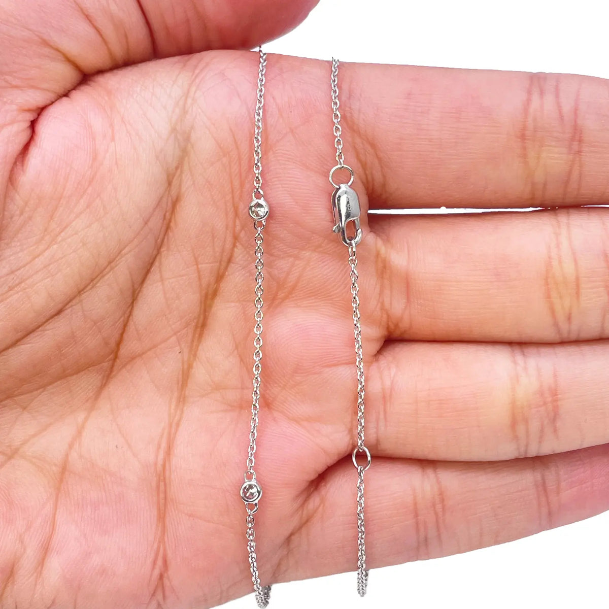 18ct White Gold Diamond Bezel By Yard Necklace 0.51ct 24''inches 