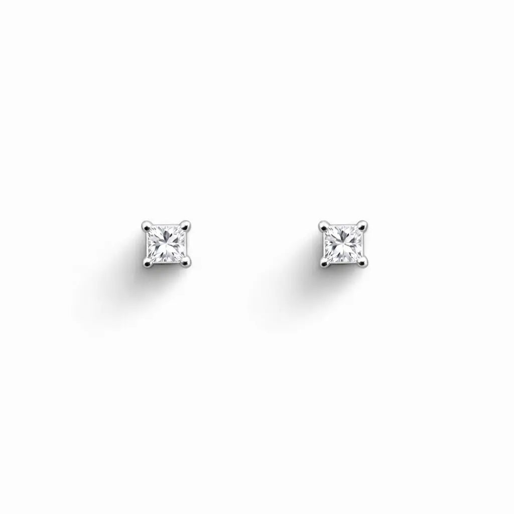 18ct White Gold Diamond Children's Earrings 0.06ct Child friendly safe & secure  Children's diamond earring