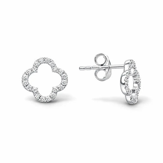 18ct White Gold Diamond Clover Cluster Stud Earrings 0.31ct  Diamond earring