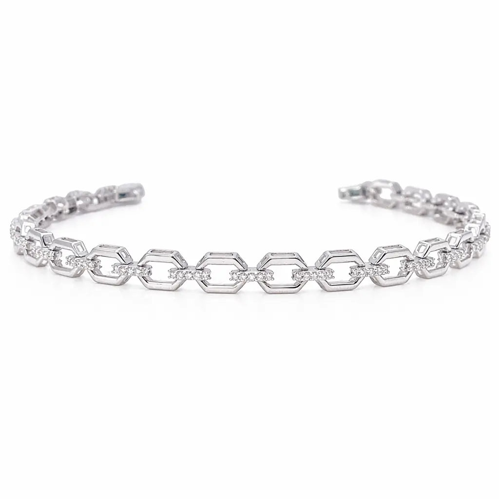 18ct White Gold Diamond Geometric Ladies Bracelet 0.70ct 7.5 Inches  Diamond Bracelets