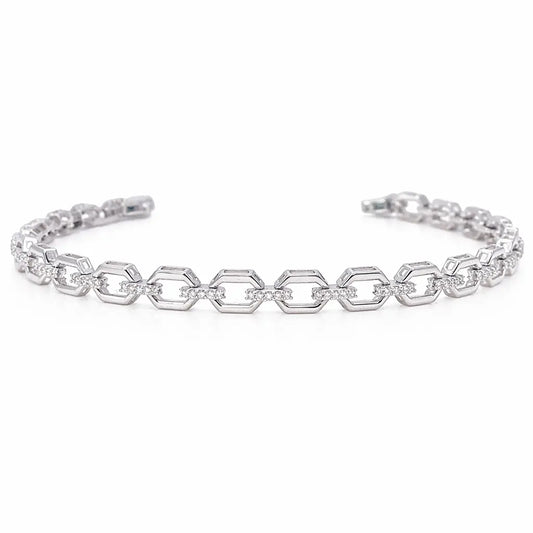 18ct White Gold Diamond Geometric Ladies Bracelet 0.70ct 7.5 Inches  Diamond Bracelets