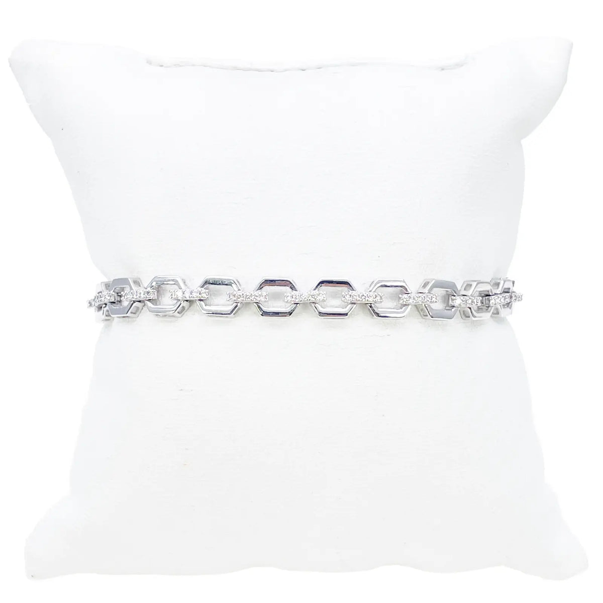 18ct White Gold Diamond Geometric Ladies Bracelet 0.70ct 7.5 Inches  Diamond Bracelets