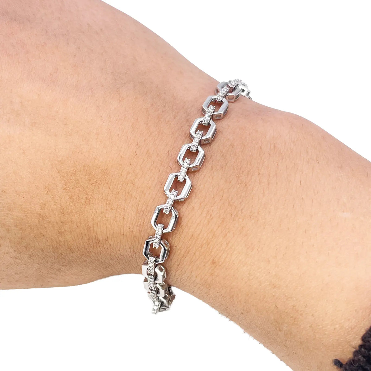 18ct White Gold Diamond Geometric Ladies Bracelet 0.70ct 7.5 Inches  Diamond Bracelets