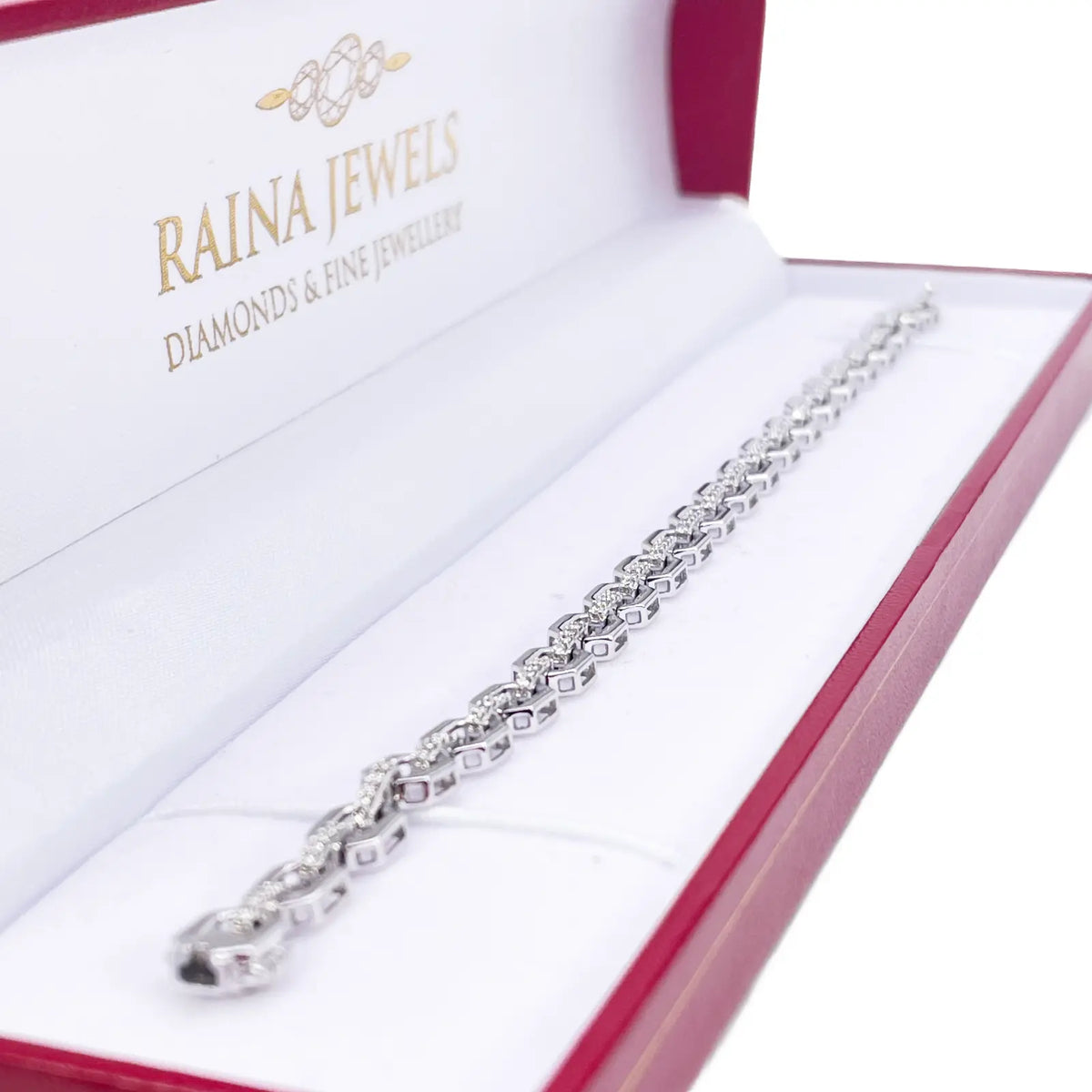 18ct White Gold Diamond Geometric Ladies Bracelet 0.70ct 7.5 Inches  Diamond Bracelets