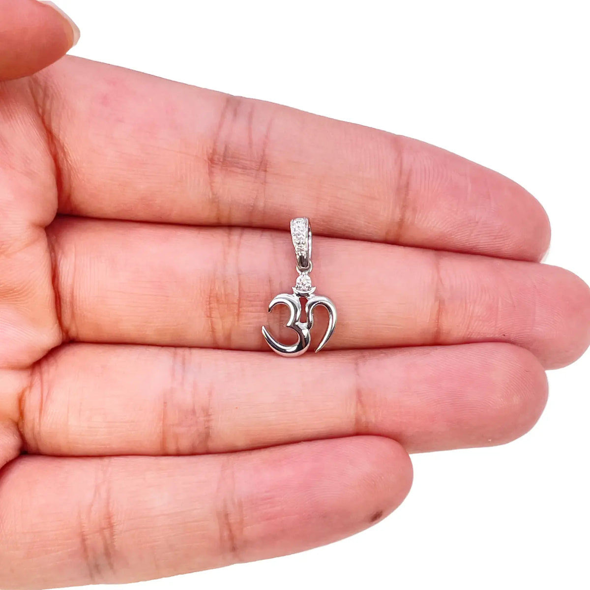 18ct White Gold Diamond Om Pendant Charm Necklace Divine Om Jewelry  Diamond Pendant