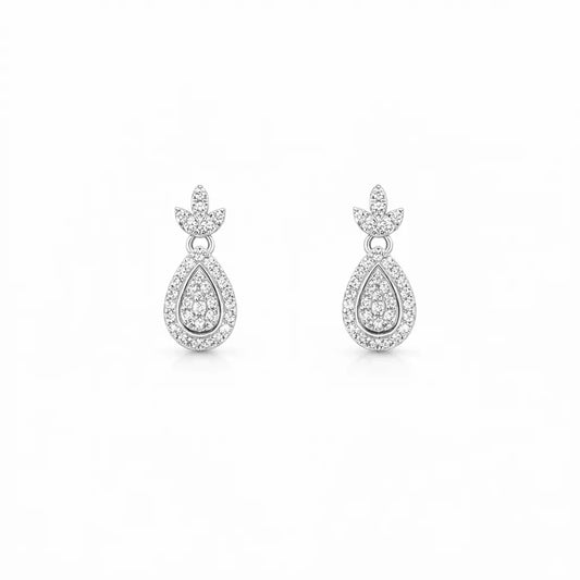 18ct White Gold Diamond Pear Cluster Pineapple Drop Earrings 0.30ct  Diamond Earrings