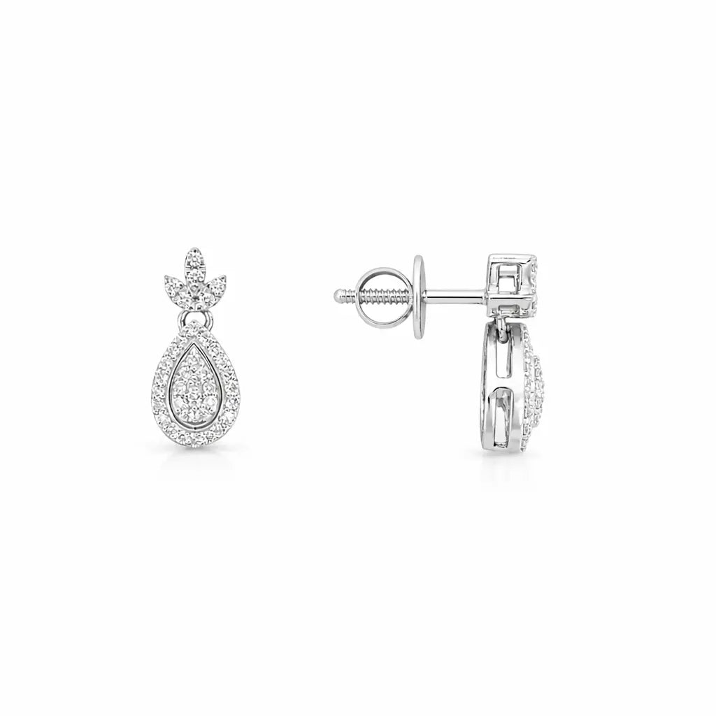 18ct White Gold Diamond Pear Cluster Pineapple Drop Earrings 0.30ct  Diamond Earrings
